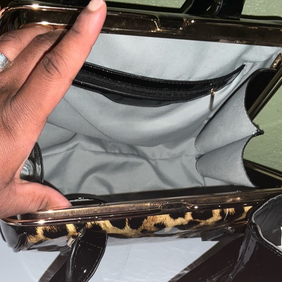 Olivia+Kate black glossy booties size 11 and lepard large hand bag - Picture 7 of 9